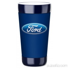 Mugzie 12-Ounce Low Ball Tumbler Drink Cup with Removable Insulated Wetsuit Cover - Ford Logo - Blue